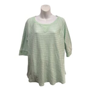Calvin Klein Performance top in mint green with white stripes size 1X